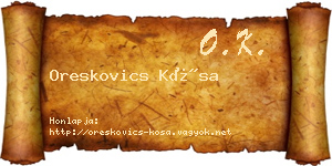 Oreskovics Kósa névjegykártya